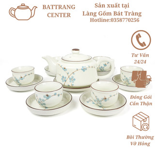 (6 MẪU )Bộ Ấm Trà Gốm Sứ Bát Tràng giá nhà lò-ấm trà dáng bẹt,sứ trắng,men kem(bộ không bao gồm 4 món phụ kiện)