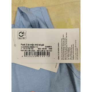 Pack 2 áo ba lỗ mặc nhà bé gái Canifa