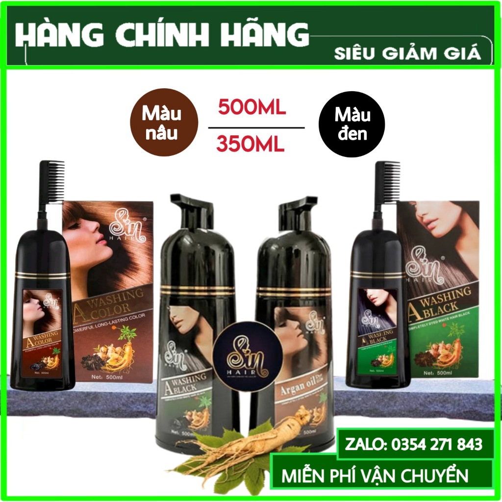 [Chính Hãng] Dầu Gội Phủ Bạc Sin Hair Dầu Gội Nhân Sâm Nhật Bản Mẫu Mới 350ml &amp; 500ml