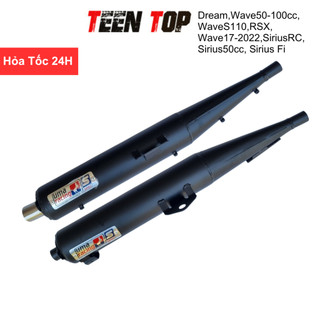 Pô uma gắn xe dream wave sirius, pô độ xe máy chính hãng uma racing họng inox họng đen teentop