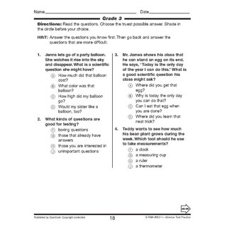 Sách - Spectrum - Science Test Practice - Grade 3,4,5,6,7,8 (đen trắng)