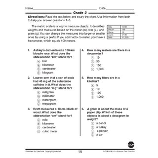 Sách - Spectrum - Science Test Practice - Grade 3,4,5,6,7,8 (đen trắng)
