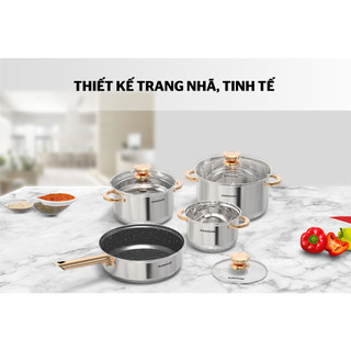 Bộ nồi chảo inox 5 đáy sunhouse shg789