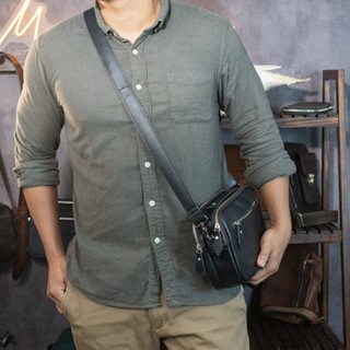 Túi đeo chéo da bò 2 ngăn zip 7in - Clutch Bag v2 Manuk Leather