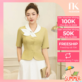 Áo Sơ Mi Peplum Cổ Sen Hoa Cổ NKSM2306025 NK Fashion Thời Trang Công Sở Nữ Thanh Lịch, Điệu Đà, Sang Trọng, Nữ Tính