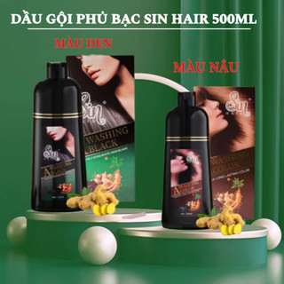  Dầu Gội Phủ Bạc Nhân Sâm Sin Hair  Nhật Bản nhuộm tóc bạc 500ml - Màu Đen và Màu Nâu 