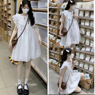 : Váy babydoll trắng bánh bèo cánh tiên đi du lich xinh xỉu ,Đầm babydoll nữ đầm tiểu thư thiết kế LOLLAYE