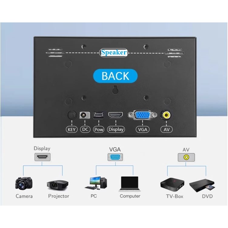 Màn hình 7 inch kết nối HDMI/VGA có loa ngoài, Vỏ kim loại | BigBuy360 - bigbuy360.vn