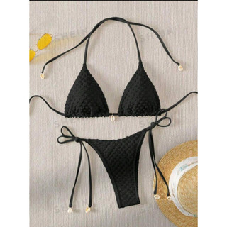 Binoway set - bikini hai mảnh vân nổi có gắn ốc đi biển