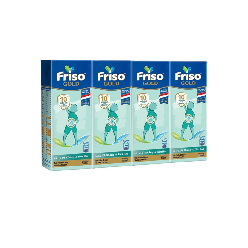 Date 05 2024 - Lốc 4 hộp sữa bột pha sẵn Friso Gold 180ml