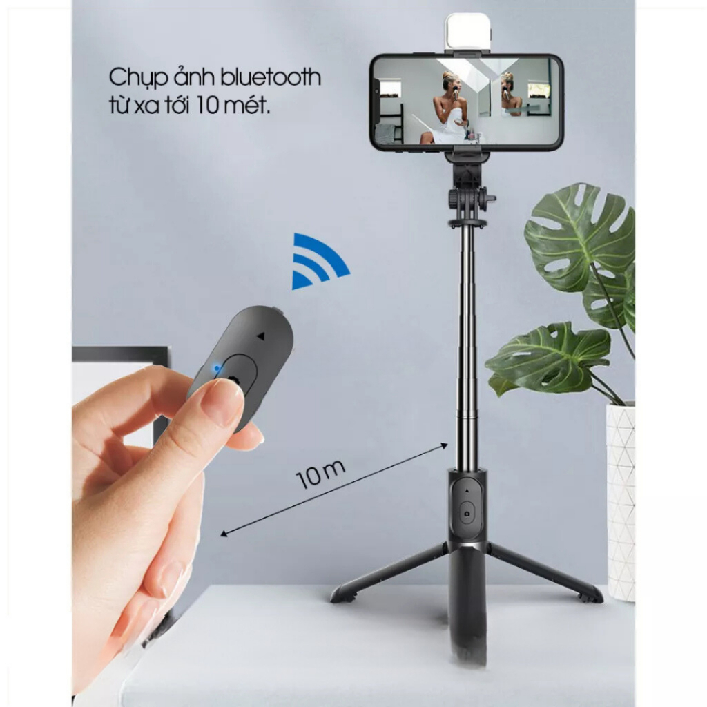Gậy Chụp Ảnh Q07 Đèn Led Trợ Sáng Kèm Remote Bluetooth Xoay Nhiều Góc Độ Tripod Đa Năng Giá Đỡ Livestream HK05 TECHZONE