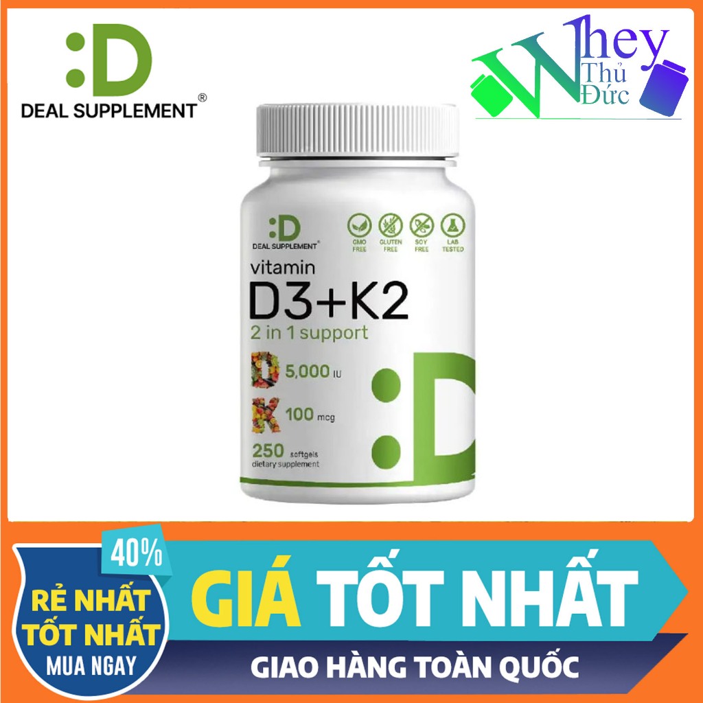 Deal Supplement Vitamin D3 K2 5000IU 250 Viên - Giúp chắc khỏe xương khớp