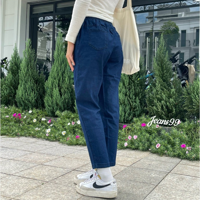 Quần jean giấy baggy nữ mềm mát cạp chun lưng cao Jeans99