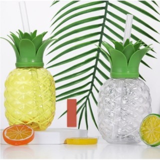 Bình Đựng Nước Nhựa 500ML Hình Quả Dứa Kèm Ống Hút Xinh Xắn