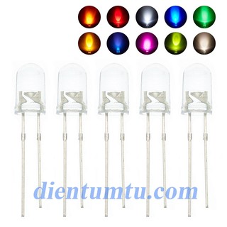 Led siêu sáng - thân trong màu đỏ, xanh lá, xanh dương, vàng, trắng , hồng