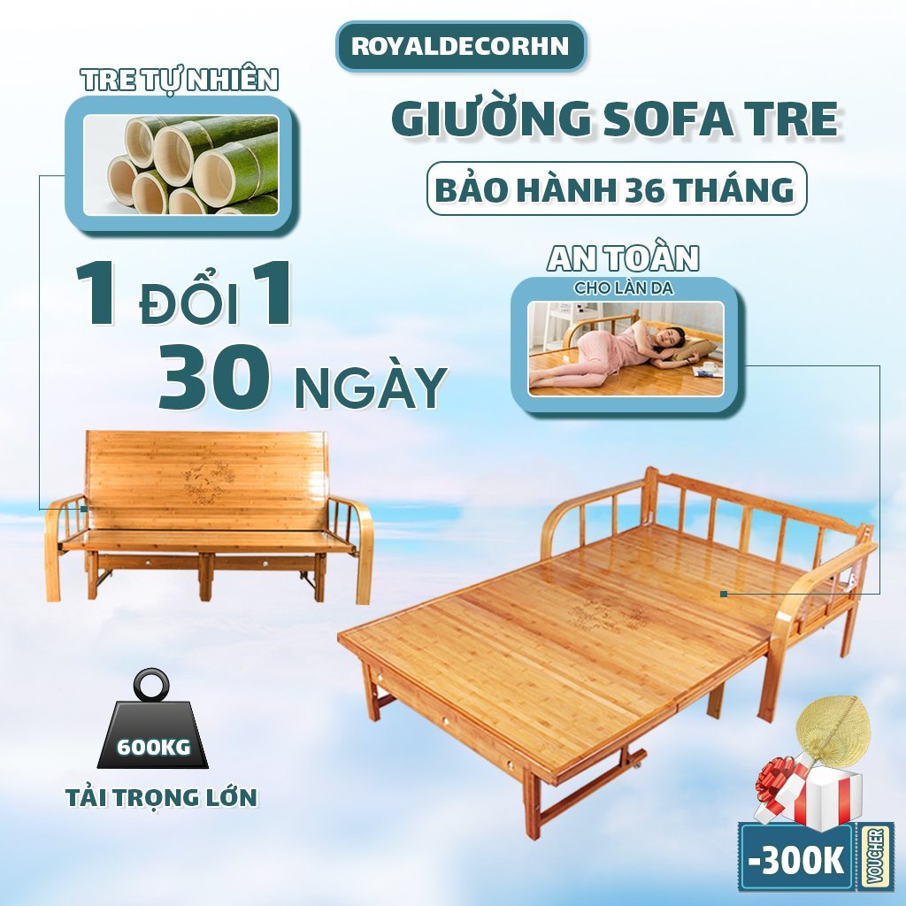 [SIÊU PHẨM] Ghế sofa giường tre chất liệu tự nhiên, giường tre gấp gọn thông minh đa năng tiện lợi, Sofa giường đa năng
