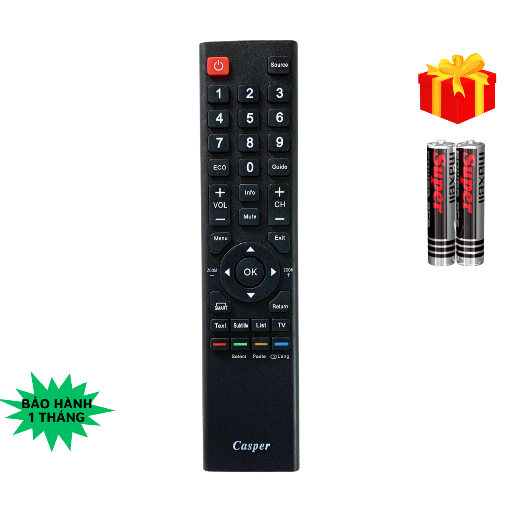 Remote điều khiển tivi Casper Mã 07, điều khiển TV Casper - Tặng kèm pin - Gia Dụng Chú Thoòng