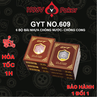 Combo 6 bộ bài tây nhựa Poker size, bài poker plastic card GYT No 609 số to Jumbo chống nước - 1996V Poker Shop
