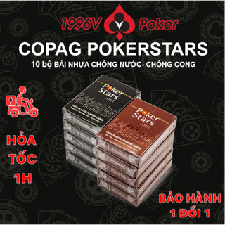 Combo 10 bộ bài poker cao cấp nhựa, bộ bài 52 lá  Poker Star Plastic, bộ bài tây tú lơ khơ đẹp chơi pocker- 1996V Poker