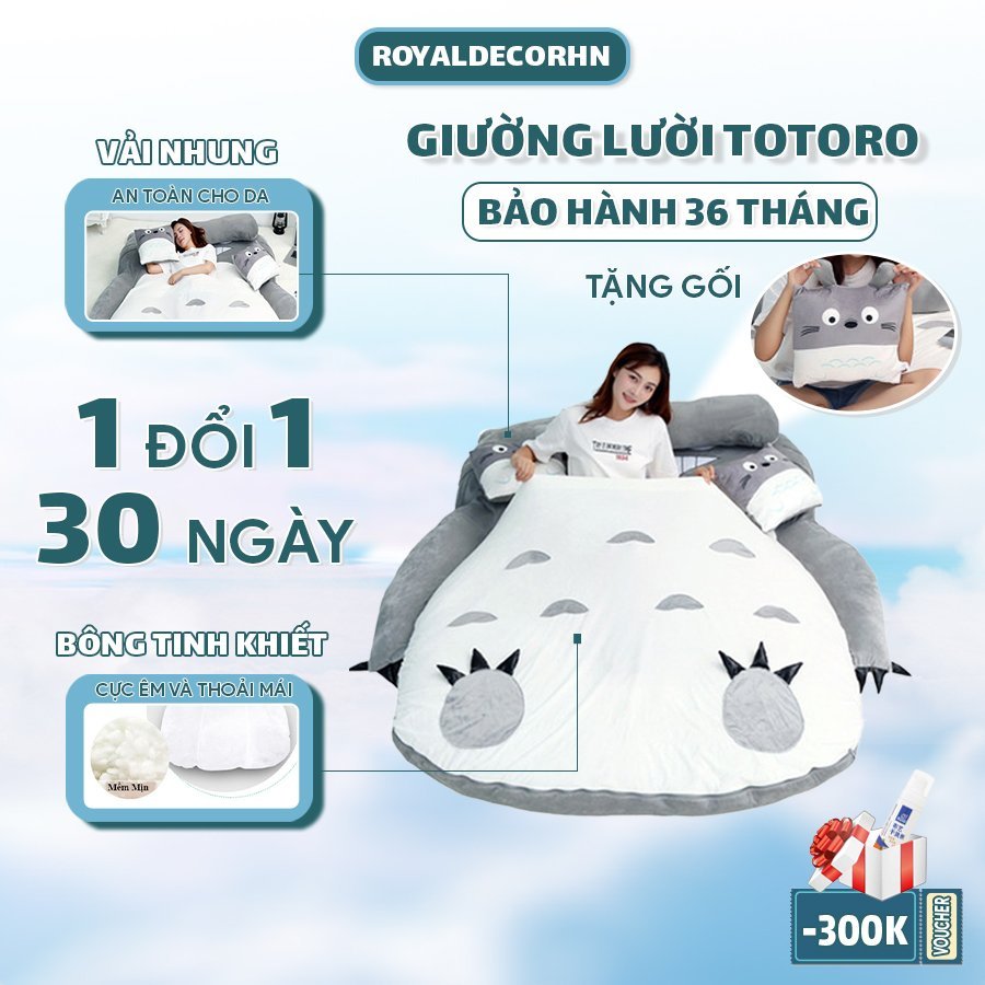 Giường bệt totoro, ghế lười tatami cute làm giường hoặc ghế đều được rất êm ái, ghế lười gấu dâu bảo hành 36 tháng