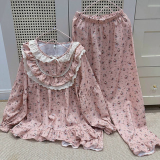 Bộ mặc nhà bánh bèo hoa hồng tiểu thư vintage hàng quảng châu cao cấp