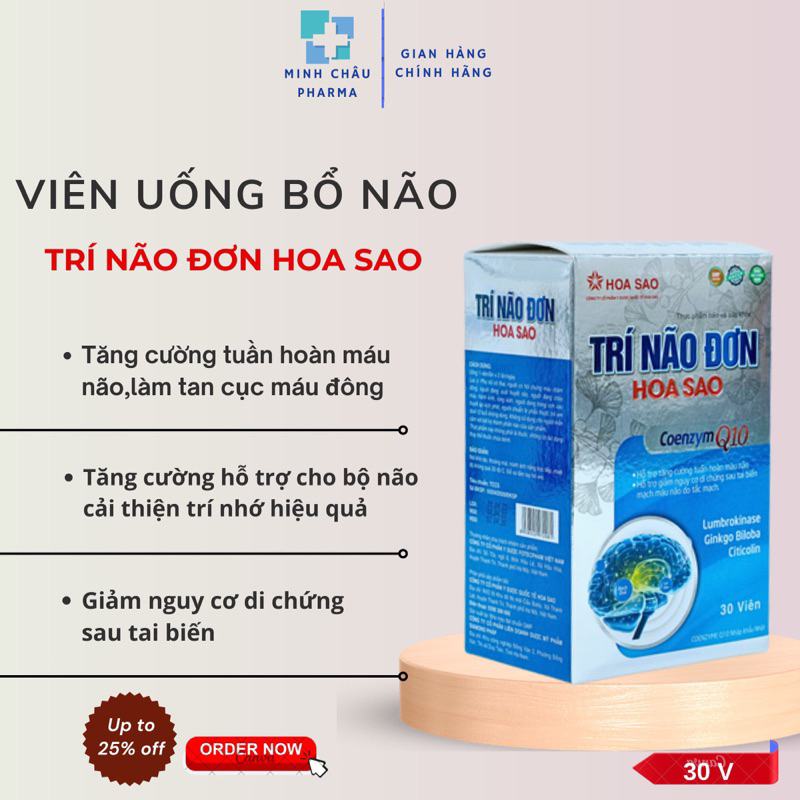 Viên Uống Bổ Não Cải Thiện Trí Nhớ Tiền Đình Tăng Cường Hỗ Trợ Cho Bộ Não Trí Não Đơn Hoa Sao Chính Hãng