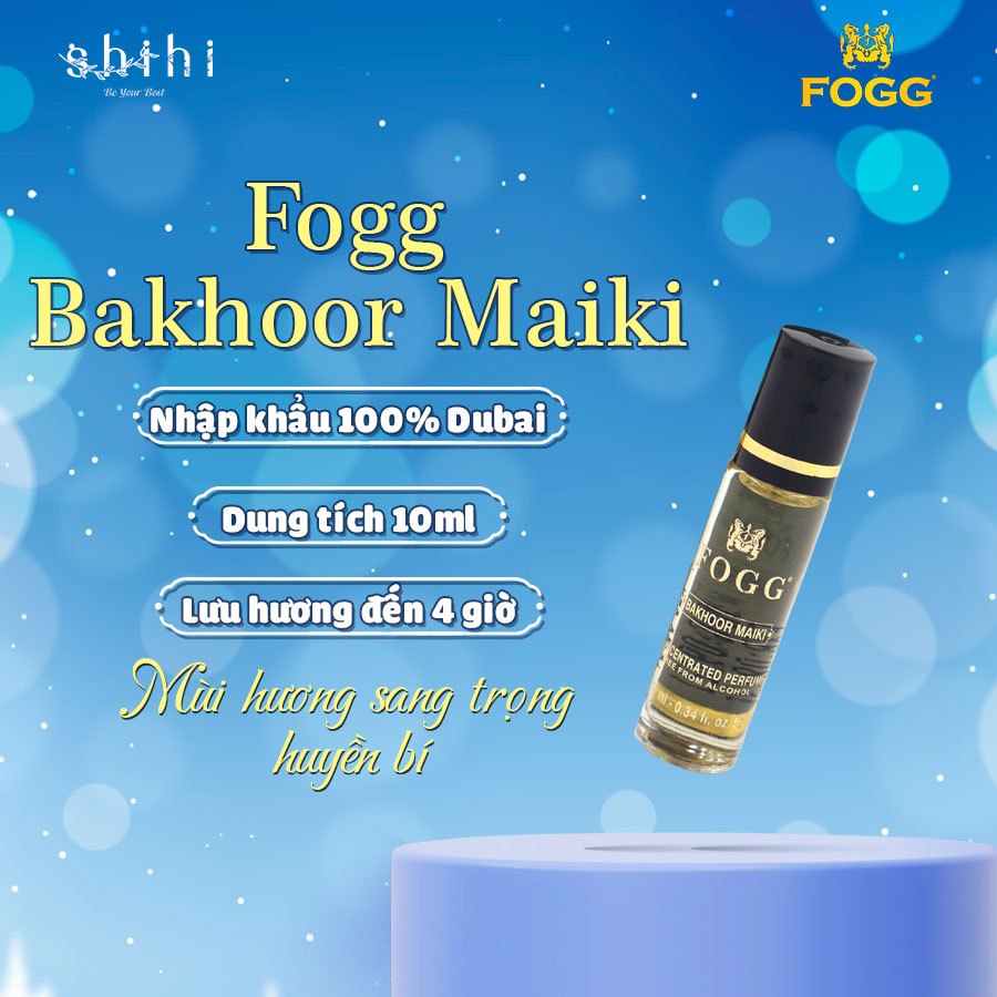 Tinh Dầu Nước hoa Fogg, dạng lăn 10ml BAKHOOR MAKI - đen, nhập khẩu Dubai,(MSP: OIL-10BAM)