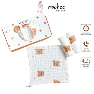 Mochee - set 5 khăn xô, khăn sữa mochee vải xô nhăn dày dặn kt 25x25cm cho bé