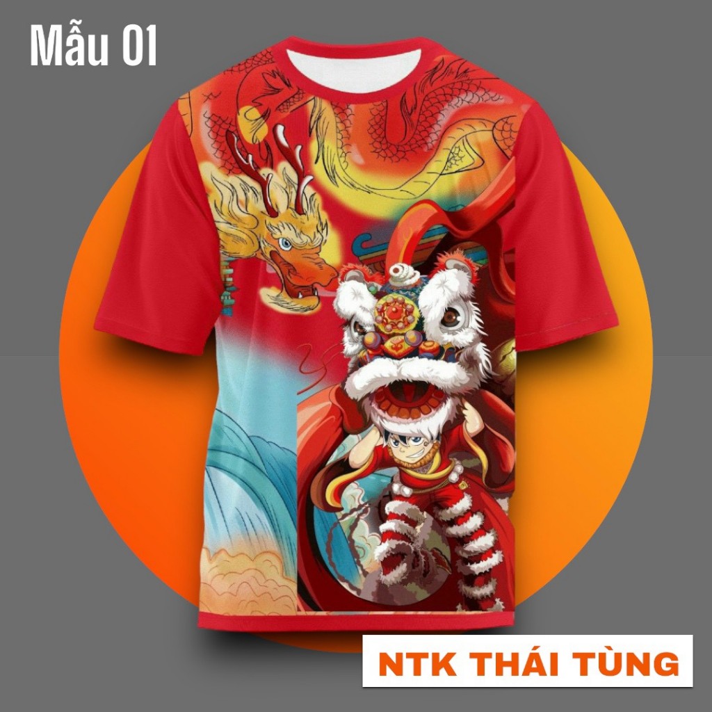 ÁO THUN IN 3D LÂN SƯ RỒNG NHIỀU MÀU SẮC TỪ 5KG ĐẾN 90KG - NHẬN IN THEO YÊU CẦU