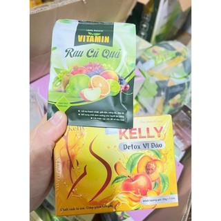 Trà Đào giảm cân Kelly Detox hộp 15 gói kèm Detox rau củ quả