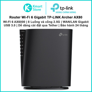 Bộ phát sóng wifi 6 ax6000 tp-link archer ax80 | wan/lan gigabit | phủ sóng rộng | usb 3.0 | bảo hành 24 tháng