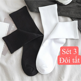 Combo 3 đôi Tất nam Nữ Cổ cao Unisex, Tất Vớ Thể Thao nam Nữ Có Gân Co Giãn Ôm Chân Thoáng Khí Khử Mùi, Thấm Mồ Hút Hôi