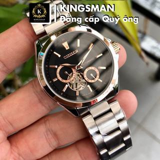 Đồng hồ cơ nam lộ máy tự động automatic dây thép, dây da citizen m001 máy nhật chống nước - kingsman 365