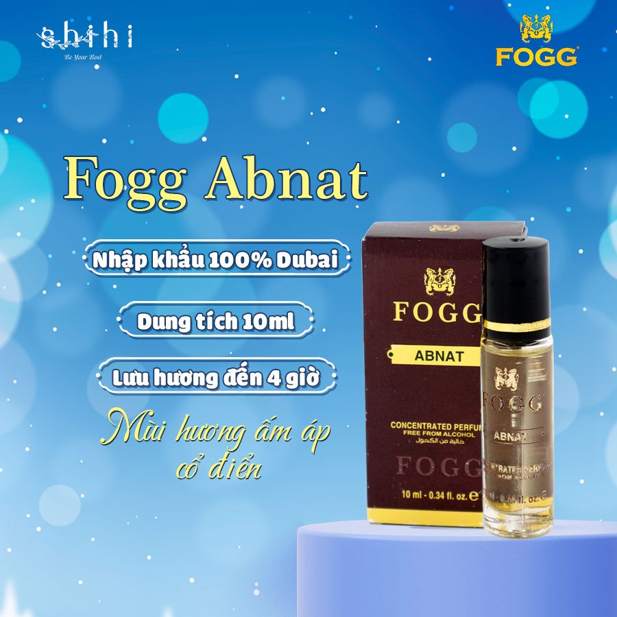 Tinh Dầu Nước hoa Fogg, dạng lăn 10ml ABNAT - Nâu, nhập khẩu Dubai (MSP: OIL-10ABN)