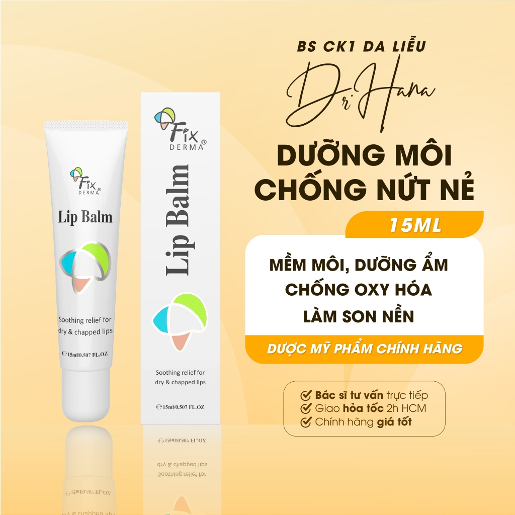Son Dưỡng Môi FIXDERMA Lip Balm Giúp Mềm Mịn, Dưỡng Ẩm Và Ngăn Ngừa Nứt Nẻ Khô Môi, Không Màu 15ml