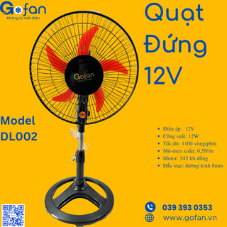 Quạt đứng lỡ kẹp bình ắc quy 12v b3 dc-gofan-sải cánh 30cm-lồng 35cm cao 85cm-motor 545 lõi đồng