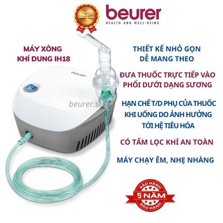 Máy xông mũi họng, máy xông khí dung Beuere IH18, chạy êm, khí phun ra nhỏ mịn, có tấm lọc khí an toàn trong sử dụng