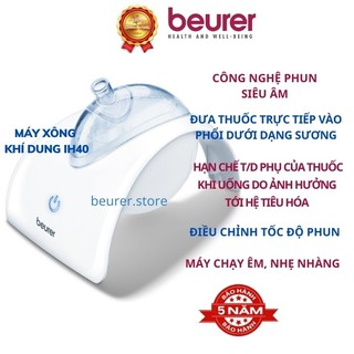 Máy xông mũi họng, máy xông khí dung Beuere IH40, công nghệ siêu âm không gây tiếng ồn, điều chỉnh tốc độ phun