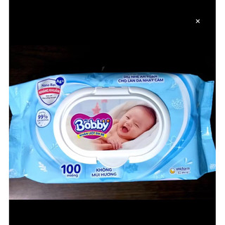 Combo 4 gói khăn ướt Bobby care không mùi hương 100 tờ - Date luôn mới