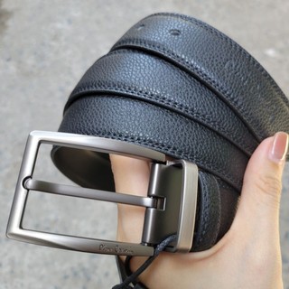 Thắt lưng dây nịt da nam Pierre Cardin Malaysia mặt xỏ lỗ Slide buckle black belt