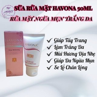 Sữa rửa mặt trắng da ngừa mụn Havona 50ml