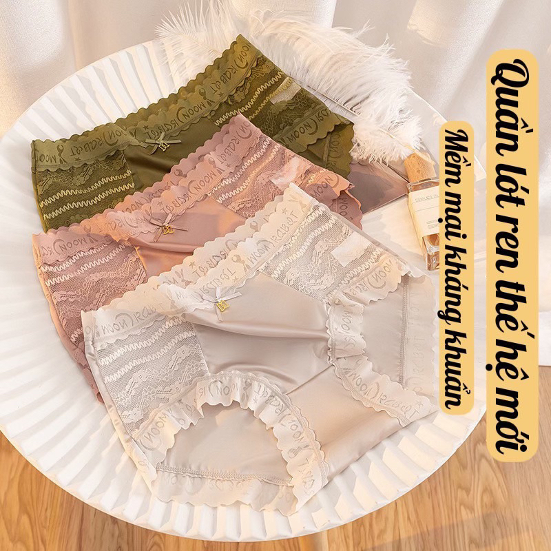 Quần lót su lụa satin cao ấp phối ren 45-55kg 739