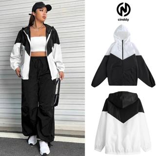 ÁO KHOÁC DÙ CÓ NÓN PHỐI UNISEX (AK004) Màu đen Màu trắng Trơn - CINDDY BRAND Jacket Top