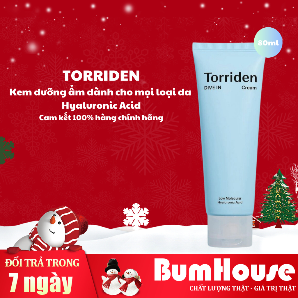 Kem dưỡng ẩm da mặt TORRIDEN DIVE IN chứa axit hyaluronic phân tử thấp tuýp 80ml