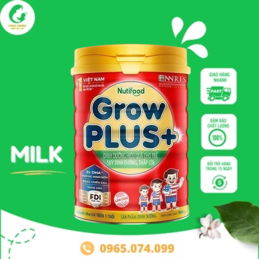 Sữa Nutifood Grow plus+ (màu đỏ) lon 900g