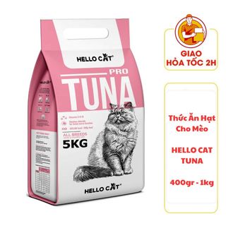 (CÓ QUÀ TẶNG) Thức Ăn Hạt Cho Mèo HELLO CAT TUNA - túi 400gr - 1kg
