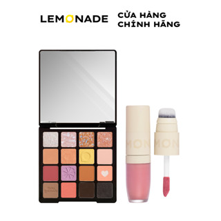 Combo Lemonade Bảng mắt Aesthetic Eyeshadow Ver 2 20.8g & Má Kem Mịn Lì Perfect Couple 8.5g, Cọ phấn mắt
