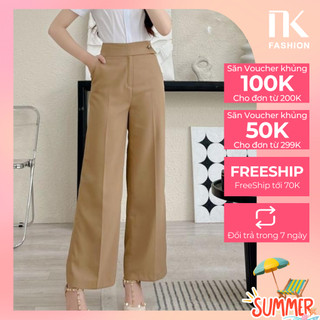 Quần Ống Rộng NK FASHION Thiết Kế Cạp Cao Tôn Dáng Phong Cách Công Sở Chất Vải Nhập Hàn Cao Cấp UKQU2302003