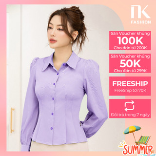 Sơ Mi Dài Tay Chiết Eo NK Fashion Thời Trang Công Sở Nữ Basic, Tôn Dáng, Thiết kế Hàn Cao Cấp, Thoáng Mát UKSM2307011