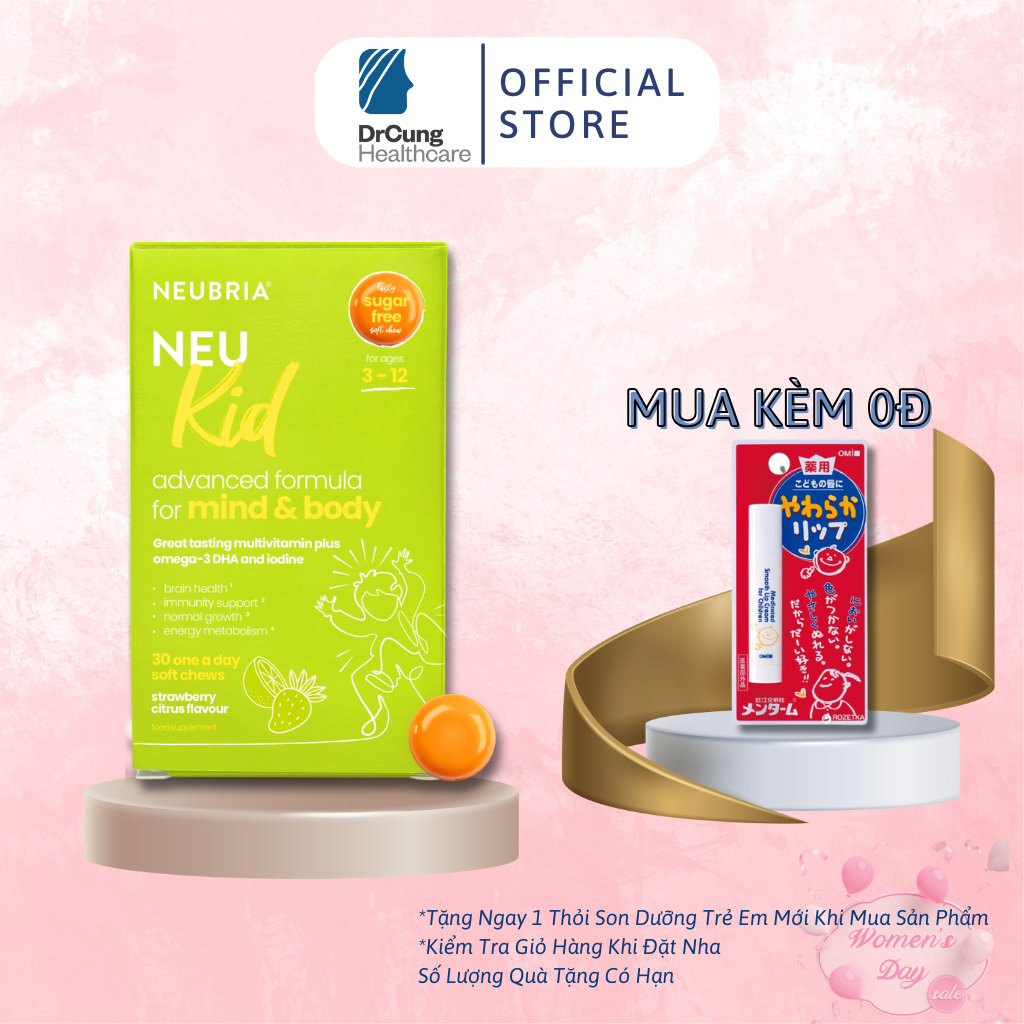 Bác Sĩ Cung Viên Nhai Vitamin Tổng Hợp Cho Bé Neubria Neu Kid Multivitamin With Omega-3 của Anh Quốc (3 -12 tuổi) (30V)